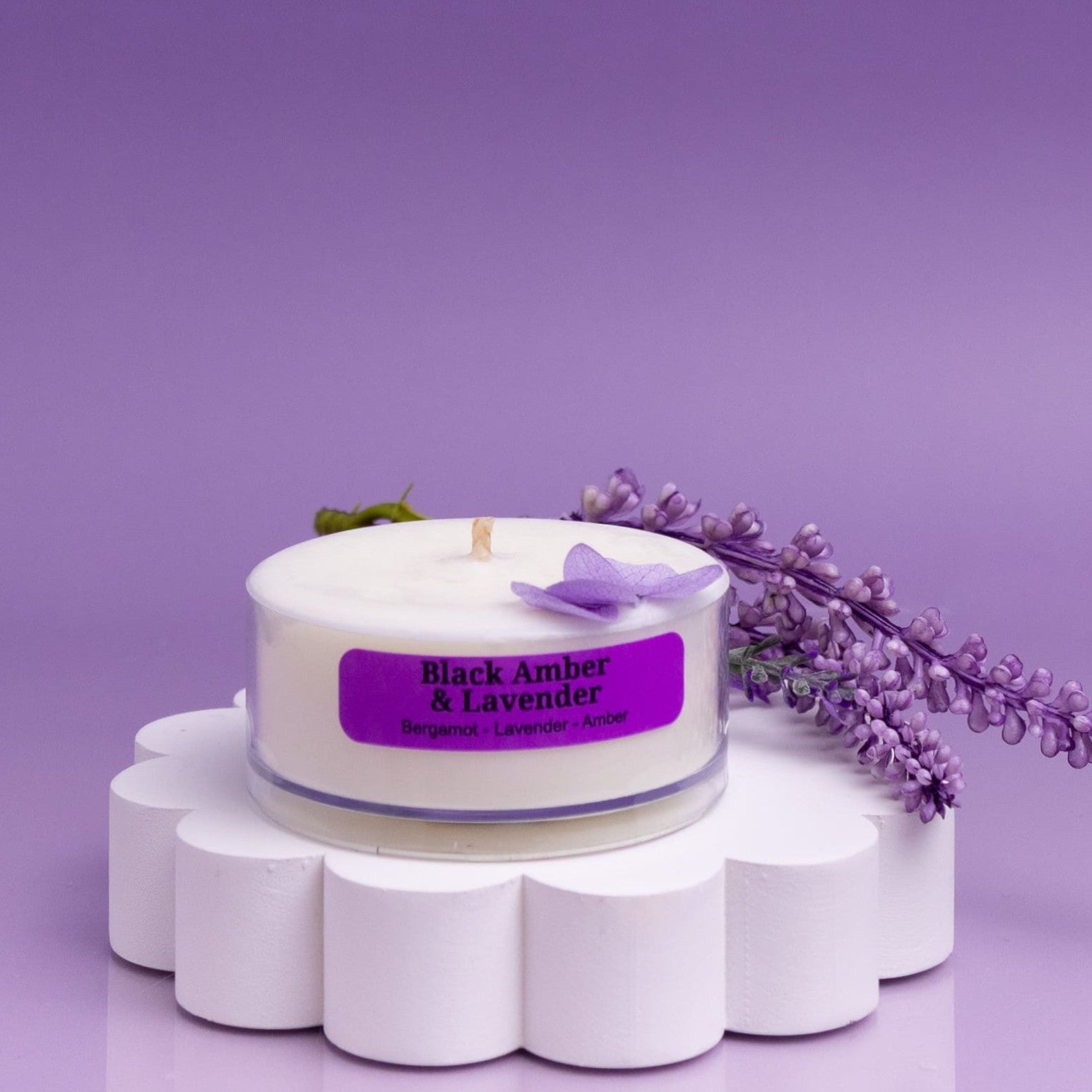 Black Amber & Lavender Tealight Candle