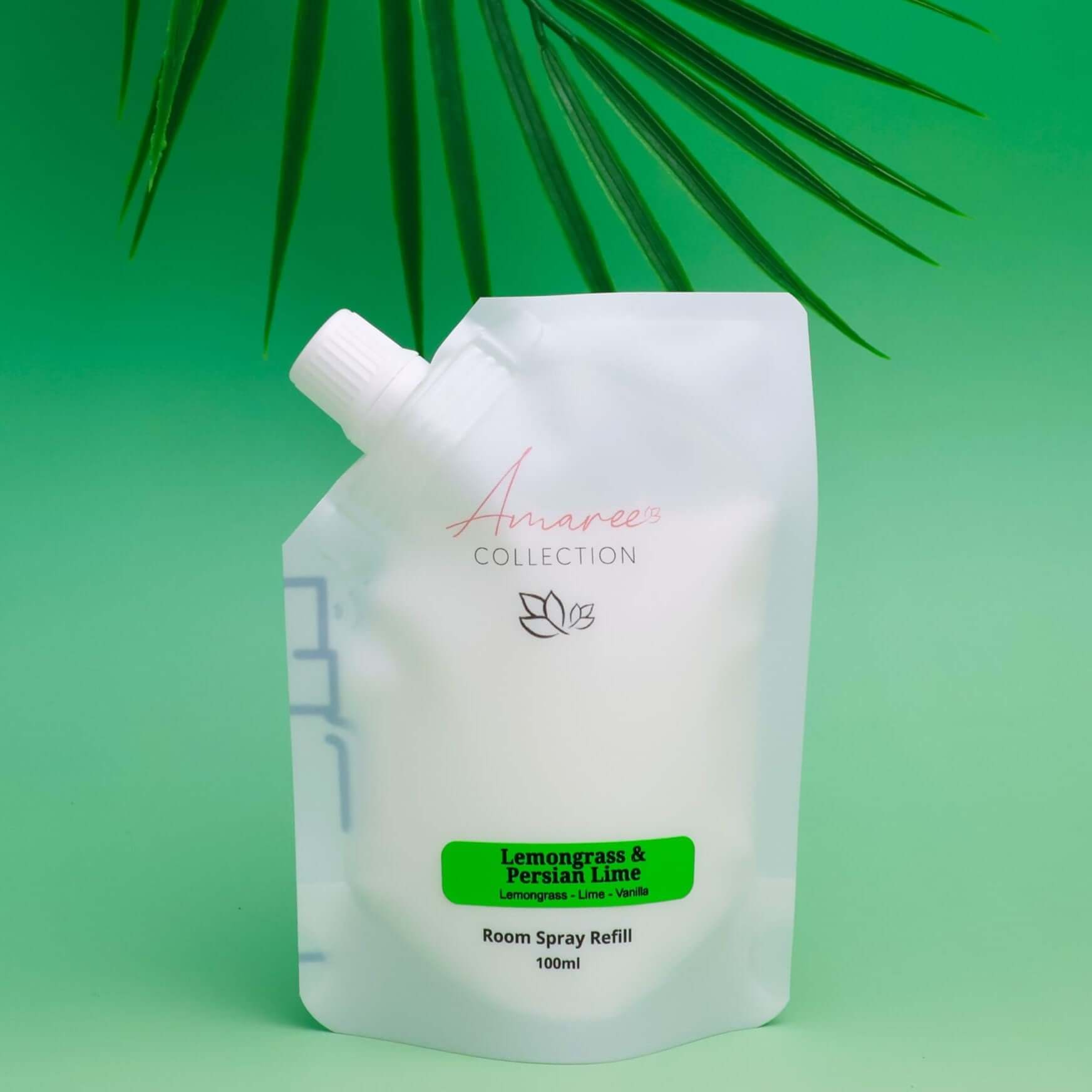 Lemongrass Room Spray Refill 100ml in a sleek pouch with a zesty and energizing scent.