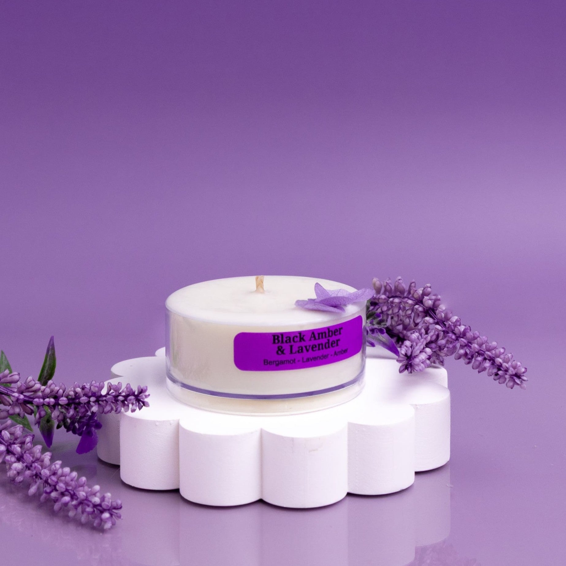 Black Amber &amp; Lavender Tealight Candle
