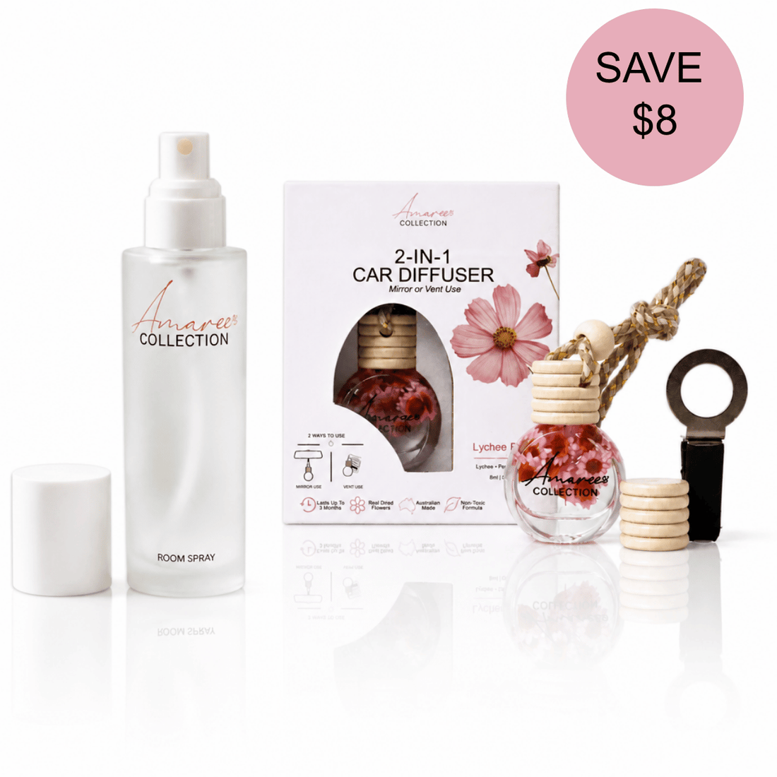 Christmas gift bundles Australia. Room Spray and car diffuser