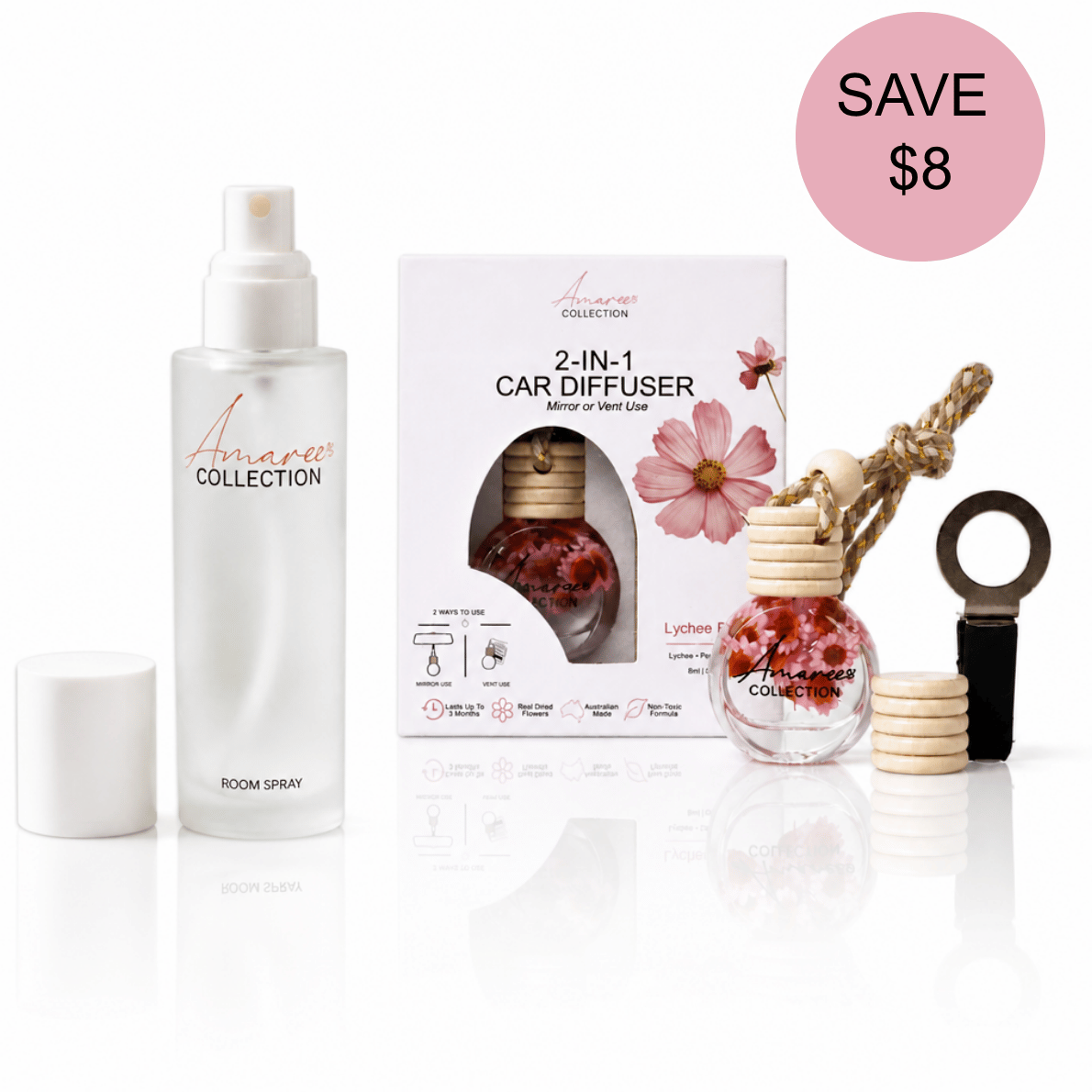 Christmas gift bundles Australia. Room Spray and car diffuser