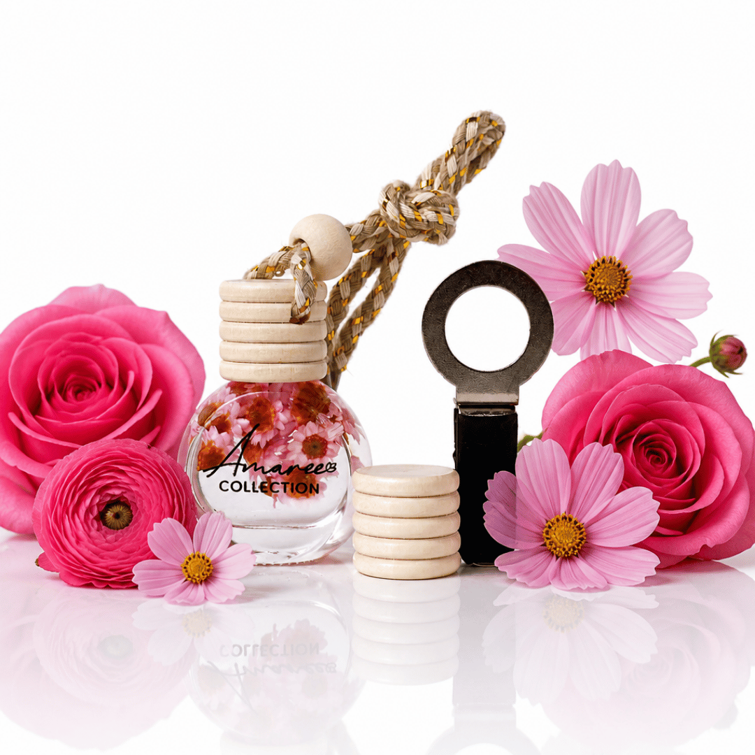 A perfume bottle labeled &