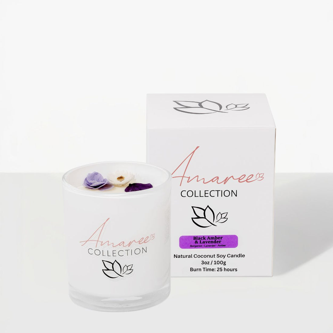 Black Amber &amp; Lavender Candle 100g