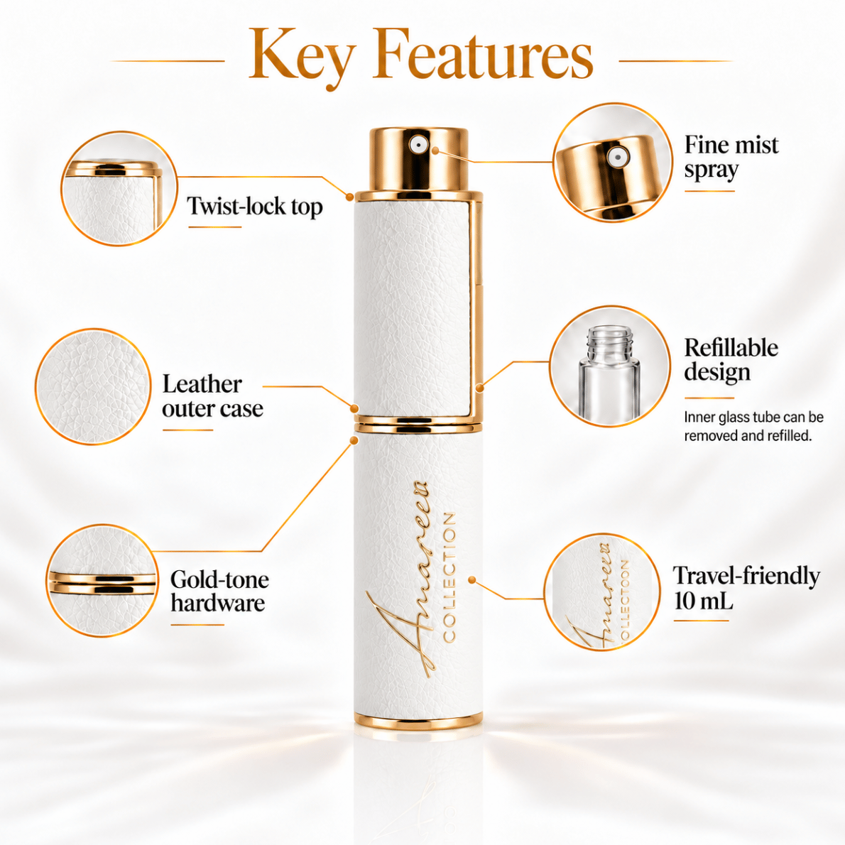 A cosmetic spray bottle labeled &