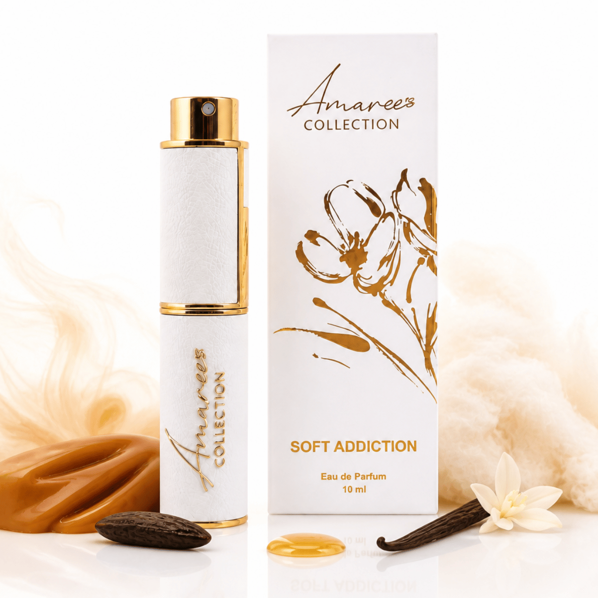 A perfume bottle and its matching box from Amaree&