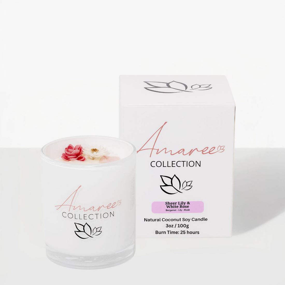Sheer Lily &amp; White Rose Candle 100g